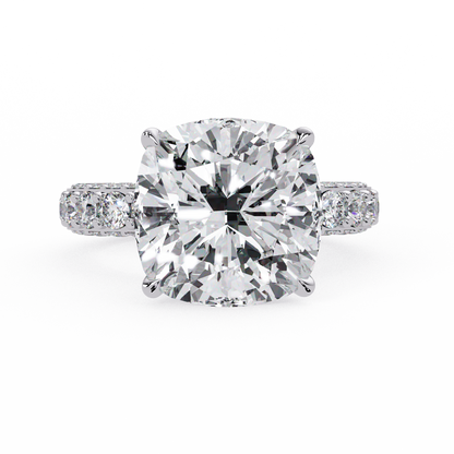 11 CT Lab Diamond Cushion Cut Ring