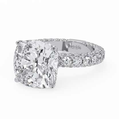 11 CT Lab Diamond Cushion Cut Ring