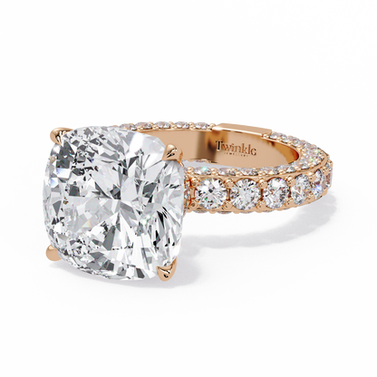 11 CT Lab Diamond Cushion Cut Ring