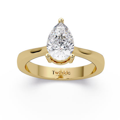 1 CT Solitaire Pear Shap Lab Diamond Ring