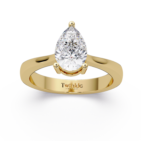 1 CT Solitaire Pear Shap Lab Diamond Ring