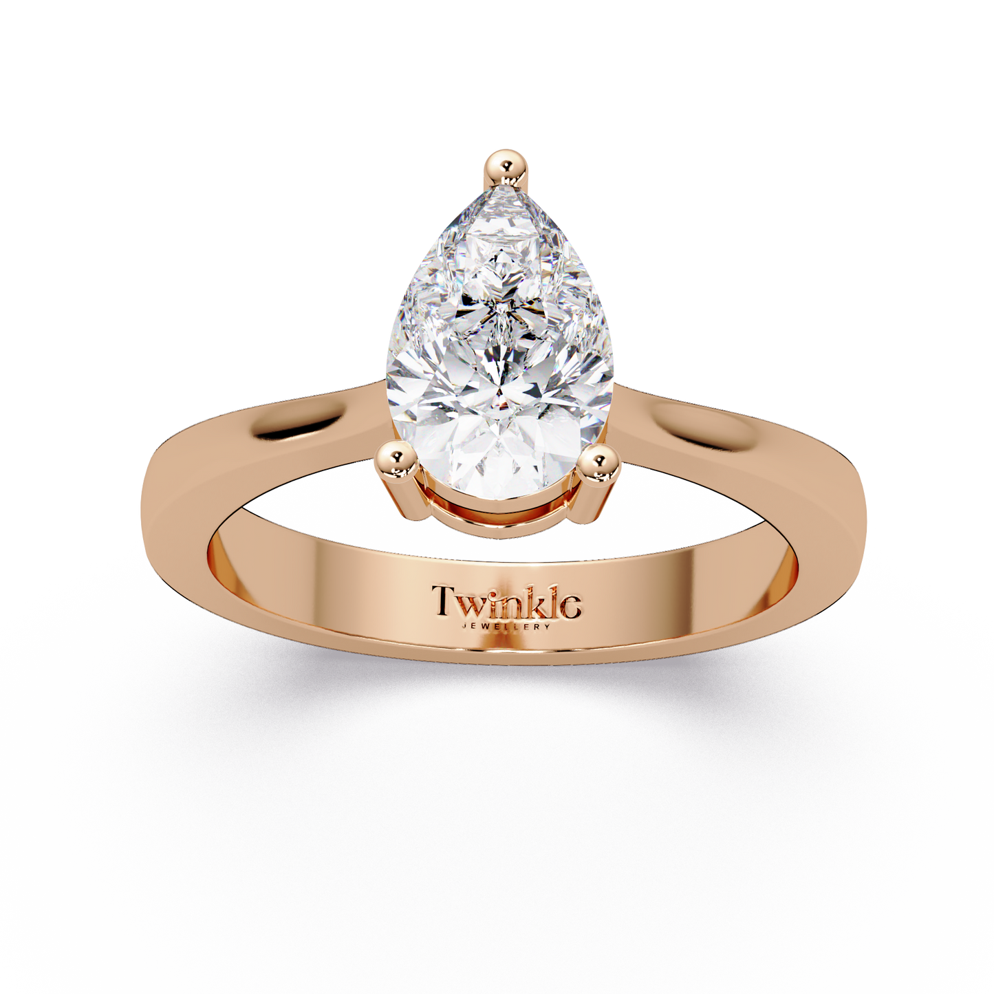 1 CT Solitaire Pear Shap Lab Diamond Ring