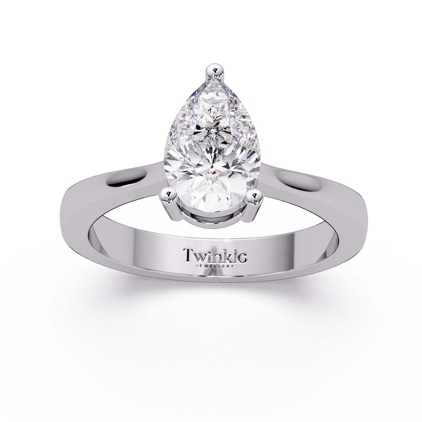 1 CT Solitaire Pear Shap Lab Diamond Ring
