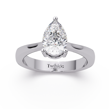 1 CT Solitaire Pear Shap Lab Diamond Ring