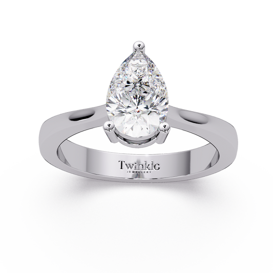1 CT Solitaire Pear Shap Lab Diamond Ring