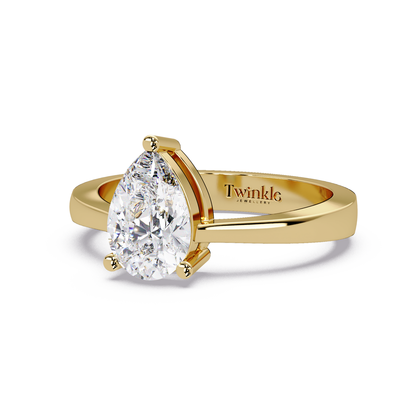 1 CT Solitaire Pear Shap Lab Diamond Ring