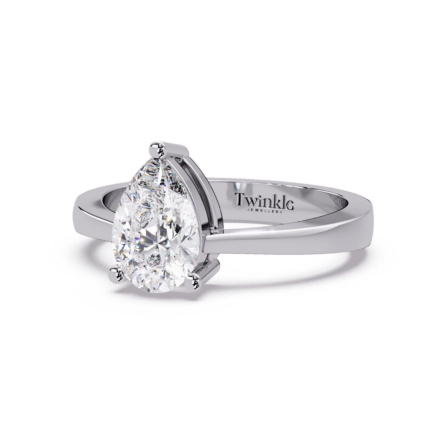 1 CT Solitaire Pear Shap Lab Diamond Ring