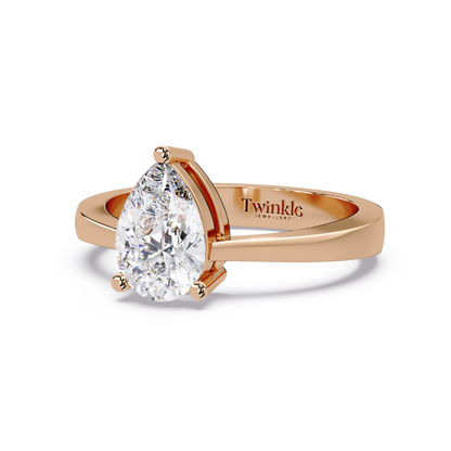 1 CT Solitaire Pear Shap Lab Diamond Ring
