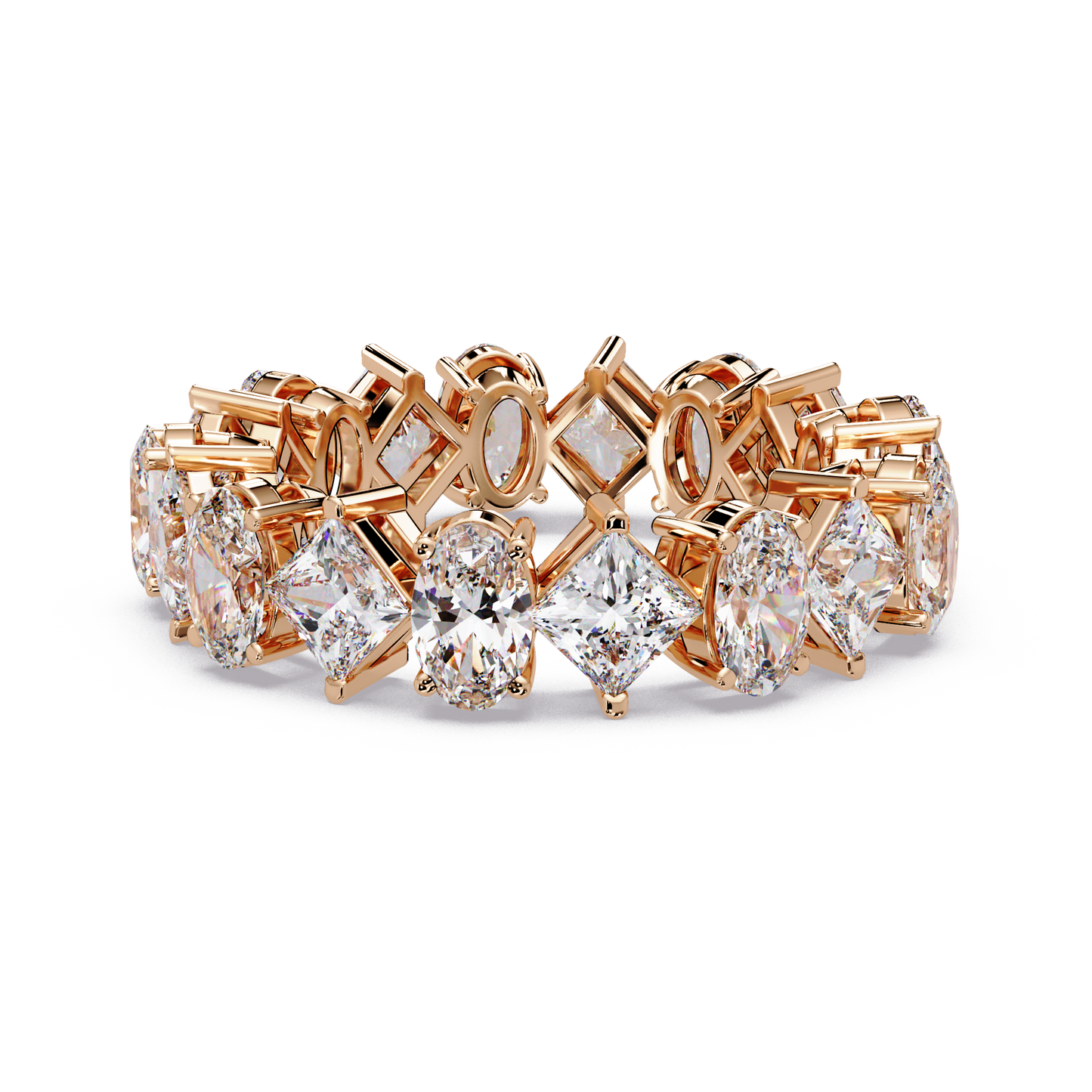 4.50 CT Asscher & Oval Cut Diamond Eternity Ring
