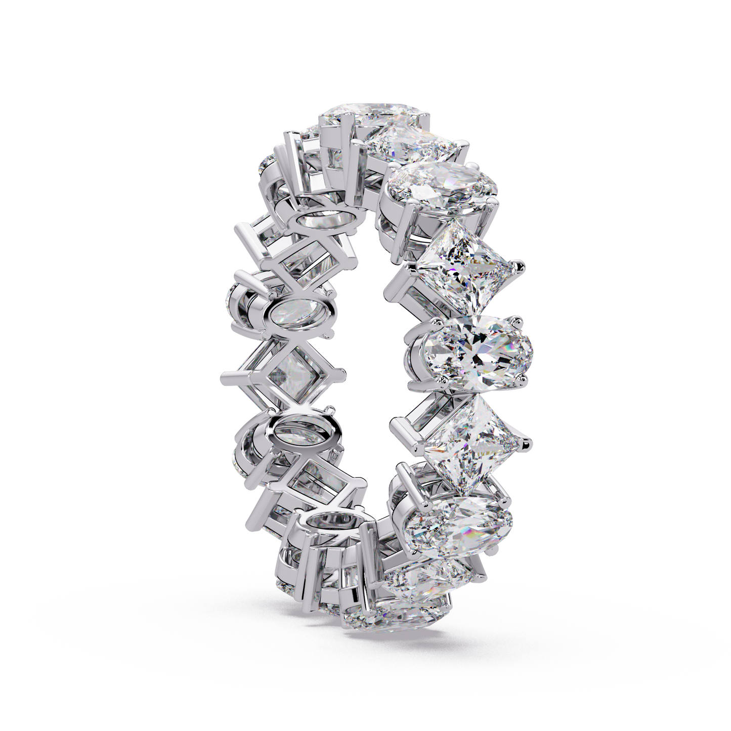 4.50 CT Asscher & Oval Cut Diamond Eternity Ring