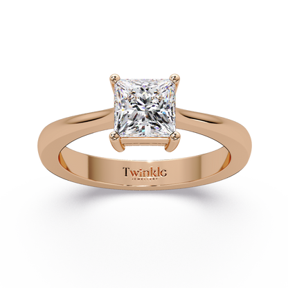 1 CT Princess Cut Solitaire Lab Diamond Ring