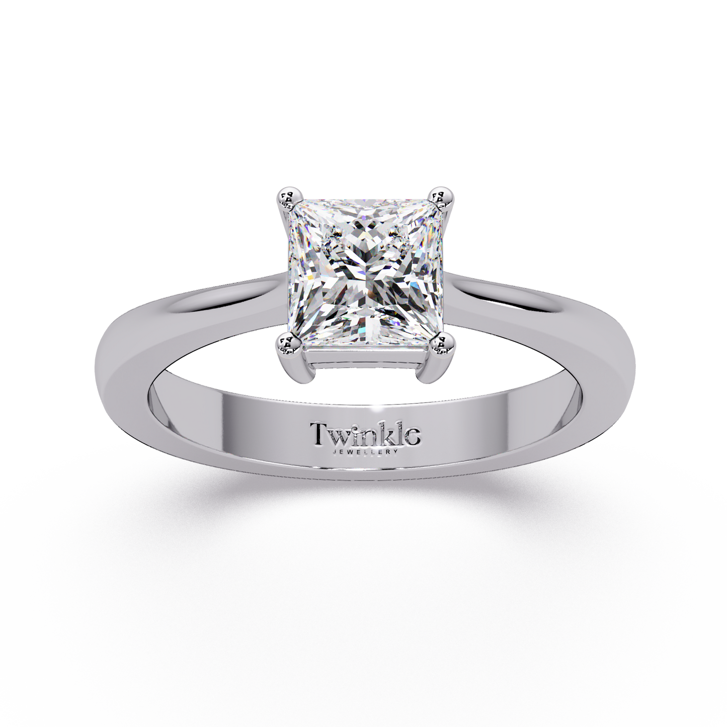 1 CT Princess Cut Solitaire Lab Diamond Ring