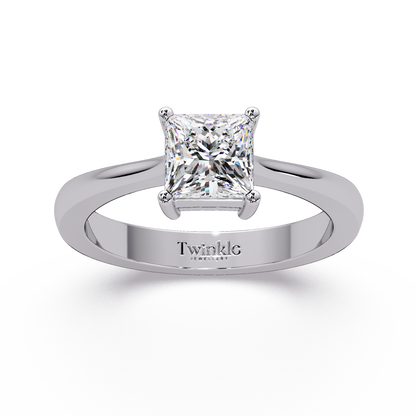 1 CT Princess Cut Solitaire Lab Diamond Ring