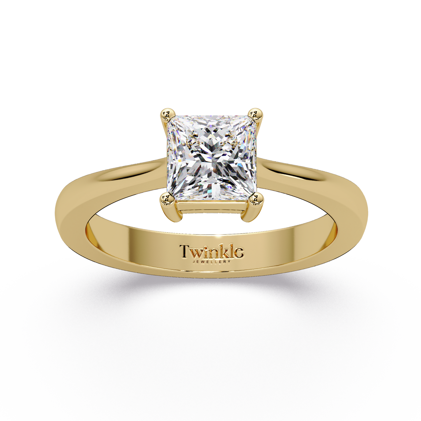 1 CT Princess Cut Solitaire Lab Diamond Ring