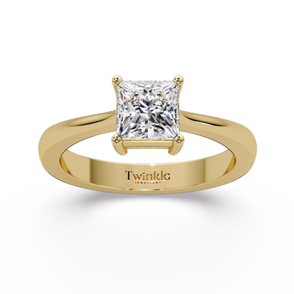 1 CT Princess Cut Solitaire Lab Diamond Ring