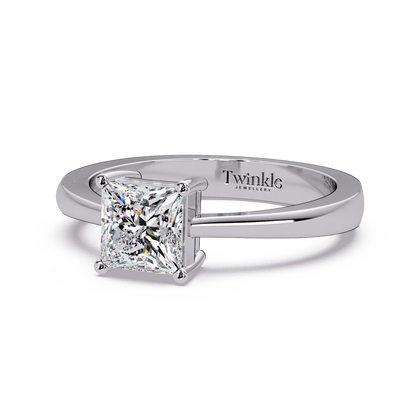 1 CT Princess Cut Solitaire Lab Diamond Ring
