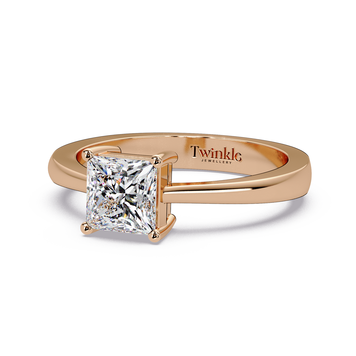 1 CT Princess Cut Solitaire Lab Diamond Ring