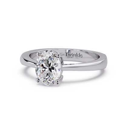 1 CT Oval Cut Solitaire Lab Diamond Ring