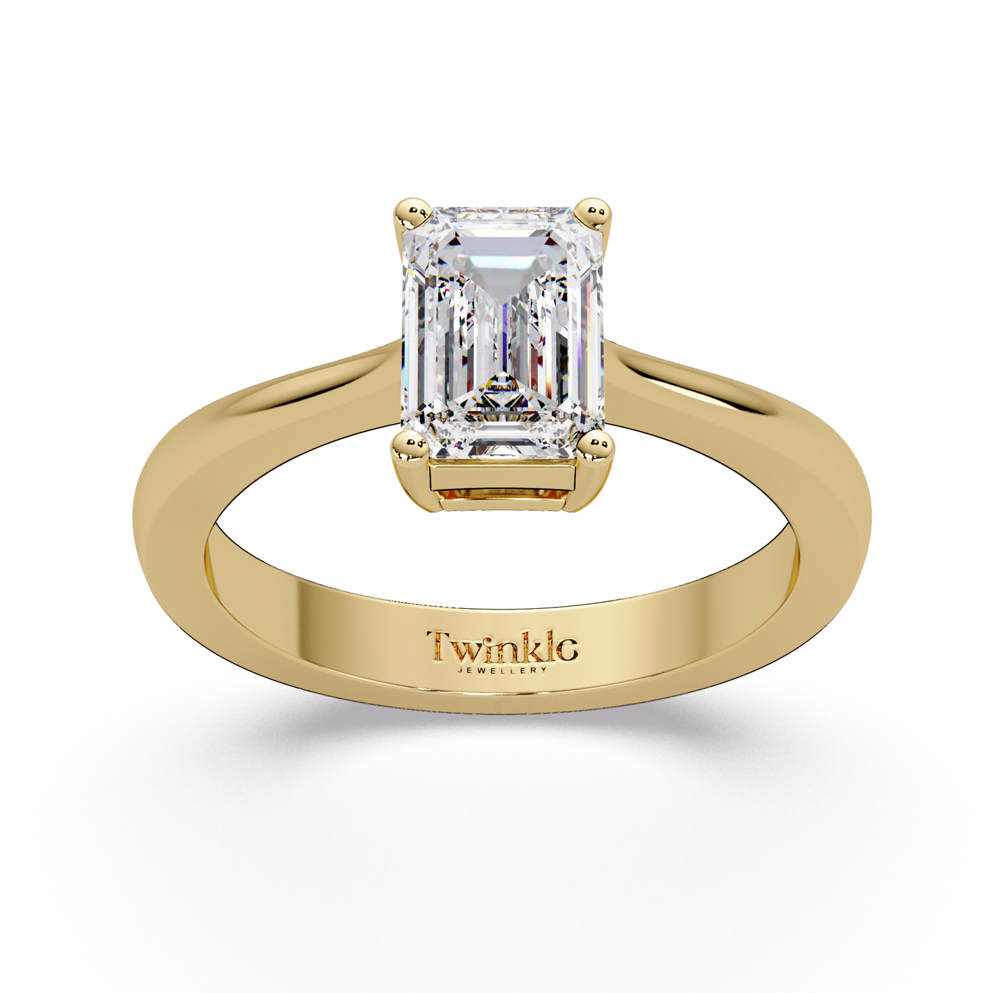 1 CT Emerald Cut Solitaire Lab Diamond Ring