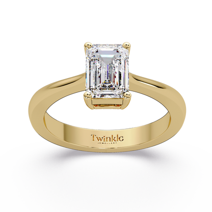 1 CT Emerald Cut Solitaire Lab Diamond Ring