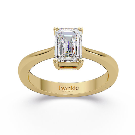 1 CT Emerald Cut Solitaire Lab Diamond Ring