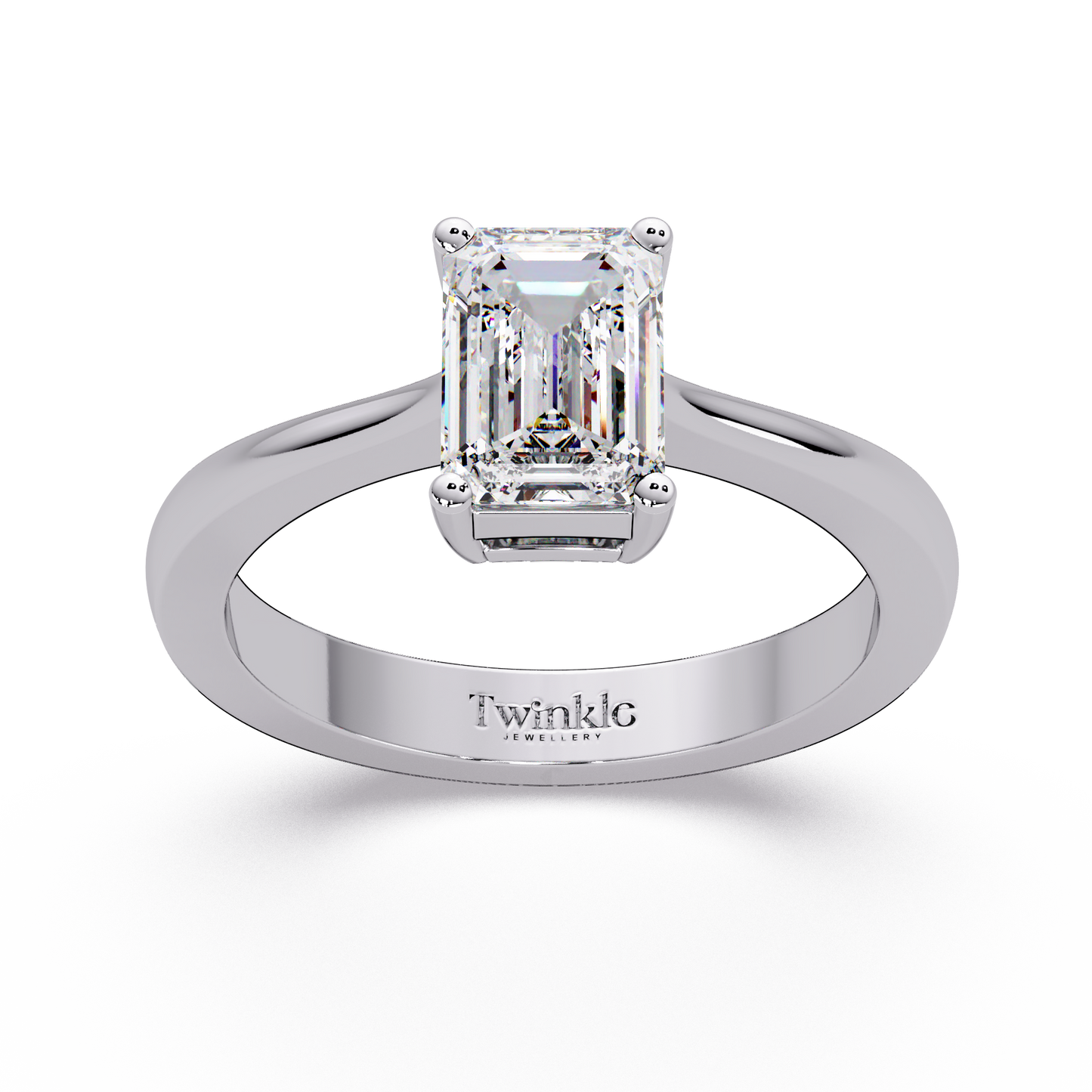 1 CT Emerald Cut Solitaire Lab Diamond Ring