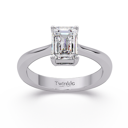 1 CT Emerald Cut Solitaire Lab Diamond Ring
