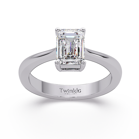 1 CT Emerald Cut Solitaire Lab Diamond Ring