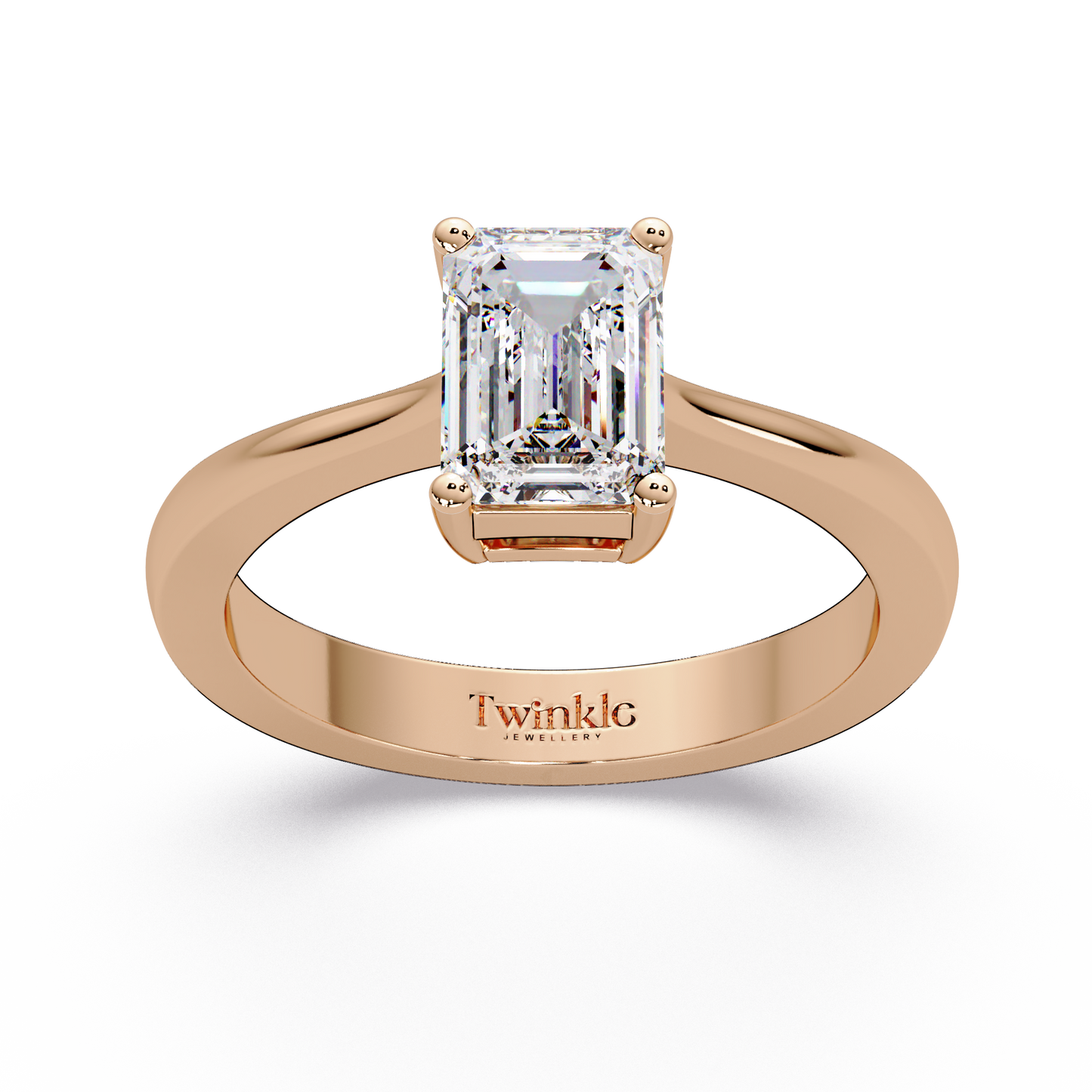 1 CT Emerald Cut Solitaire Lab Diamond Ring