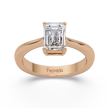 1 CT Emerald Cut Solitaire Lab Diamond Ring