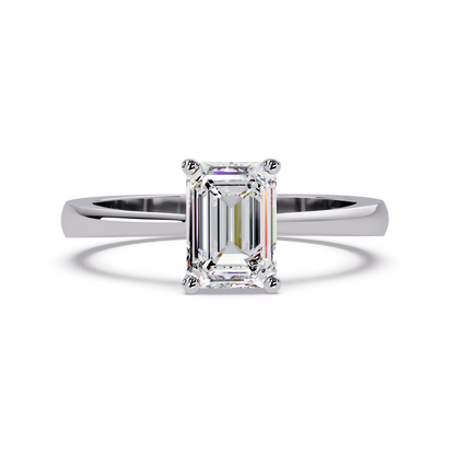 1 CT Emerald Cut Solitaire Lab Diamond Ring