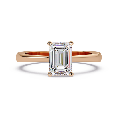 1 CT Emerald Cut Solitaire Lab Diamond Ring