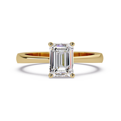 1 CT Emerald Cut Solitaire Lab Diamond Ring