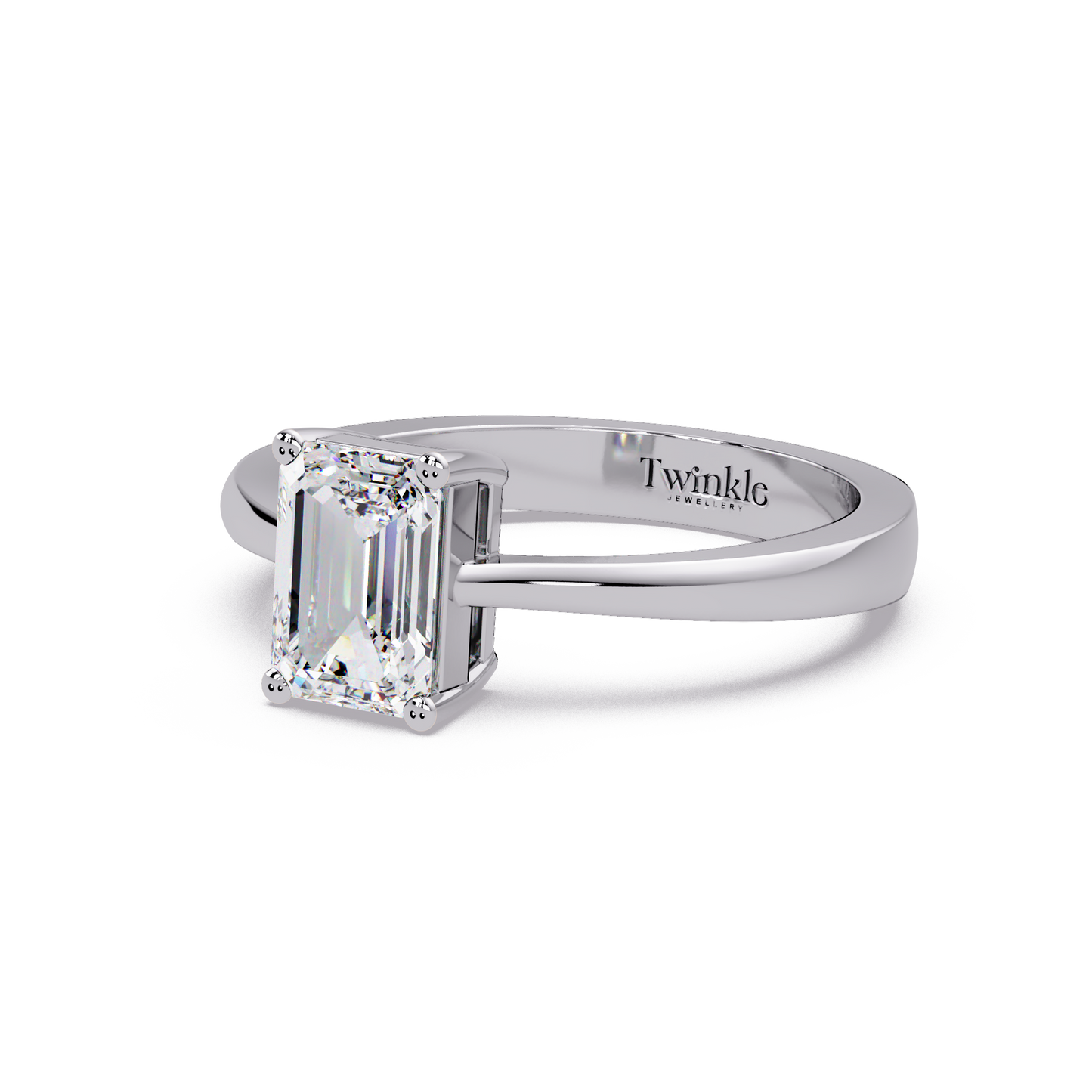 1 CT Emerald Cut Solitaire Lab Diamond Ring