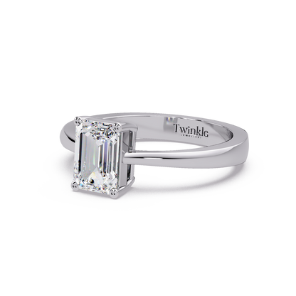 1 CT Emerald Cut Solitaire Lab Diamond Ring