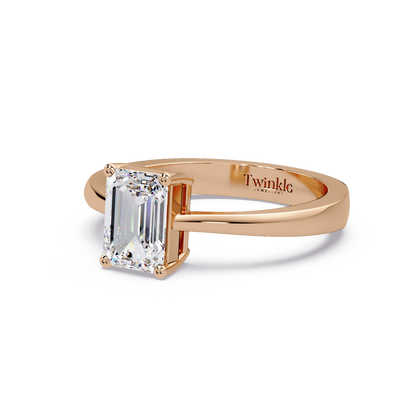 1 CT Emerald Cut Solitaire Lab Diamond Ring