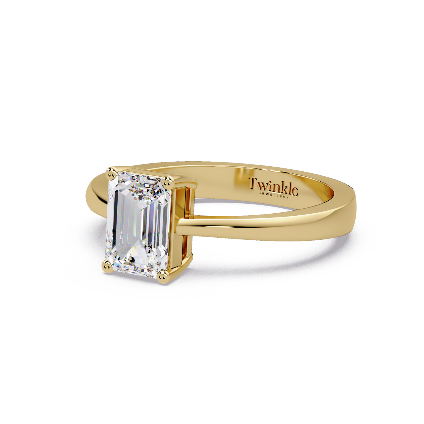 1 CT Emerald Cut Solitaire Lab Diamond Ring