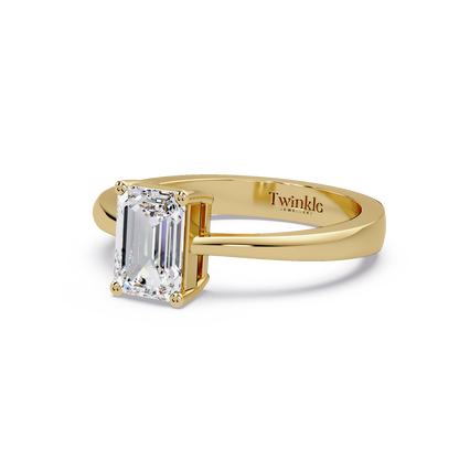 1 CT Emerald Cut Solitaire Lab Diamond Ring