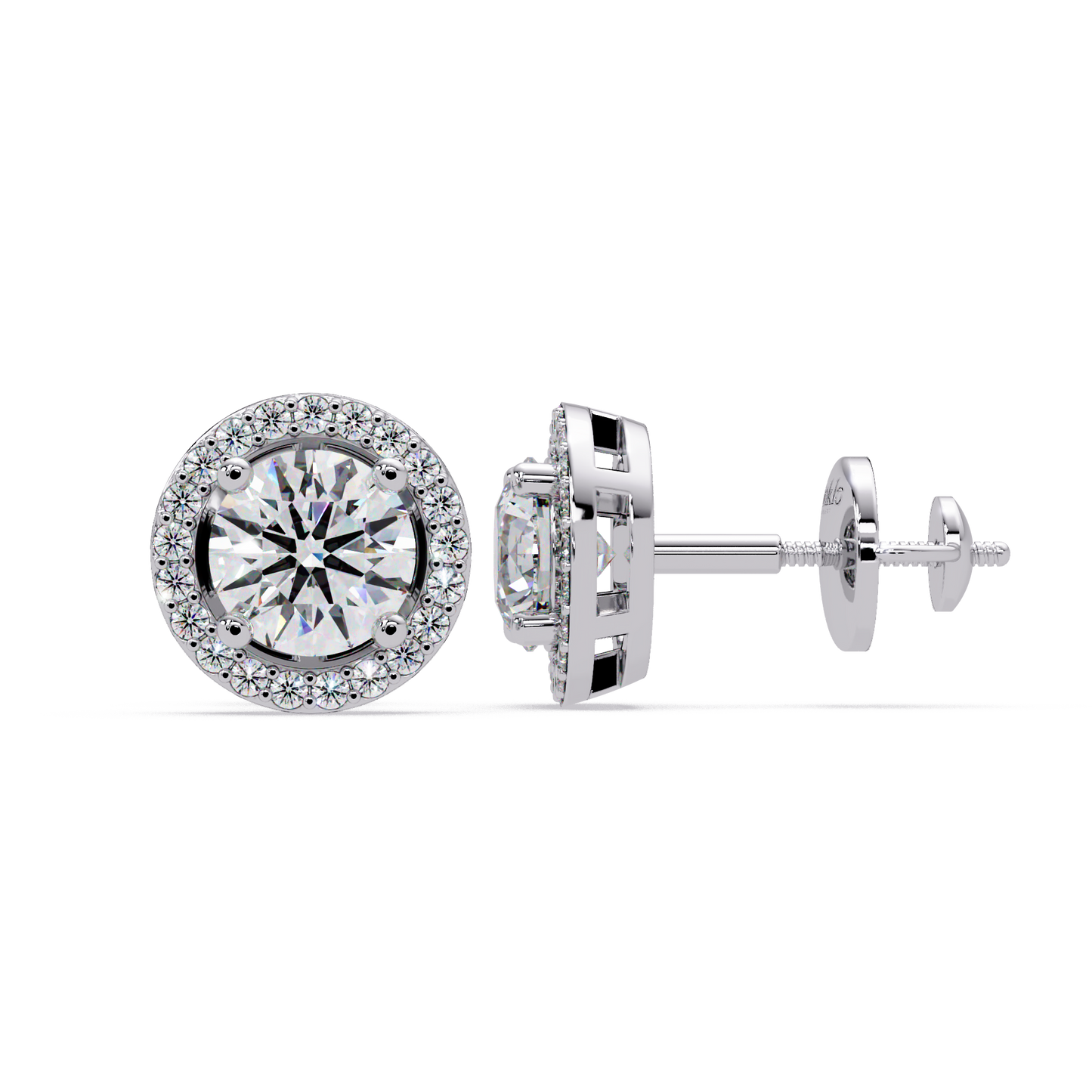 1.3ct Round Cut halo Lab Diamond Earring