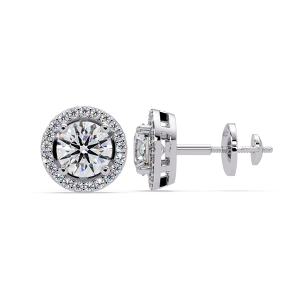 1.3ct Round Cut halo Lab Diamond Earring