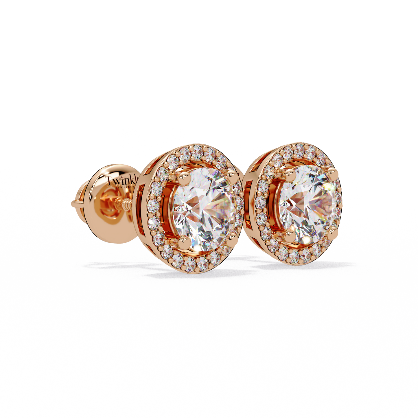 1.3ct Round Cut halo Lab Diamond Earring