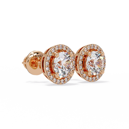 1.3ct Round Cut halo Lab Diamond Earring