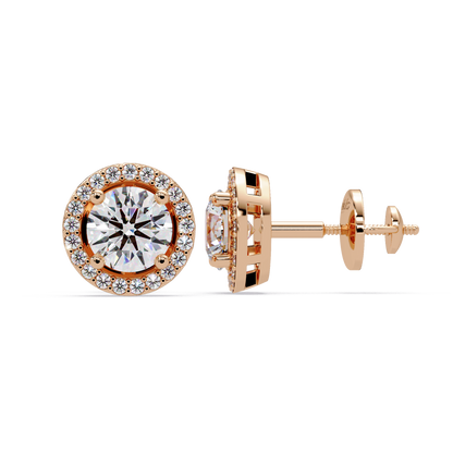 1.3ct Round Cut halo Lab Diamond Earring