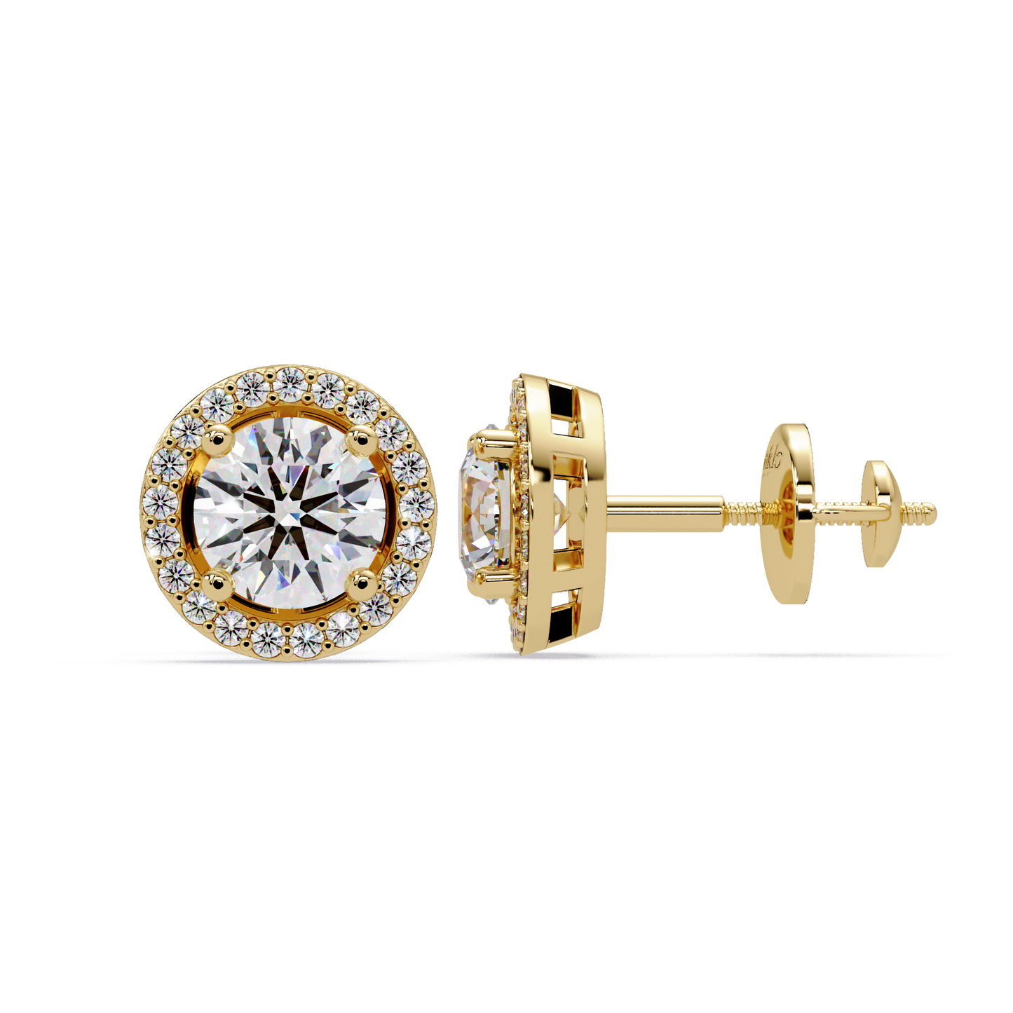 1.3ct Round Cut halo Lab Diamond Earring