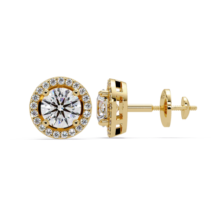 1.3ct Round Cut halo Lab Diamond Earring