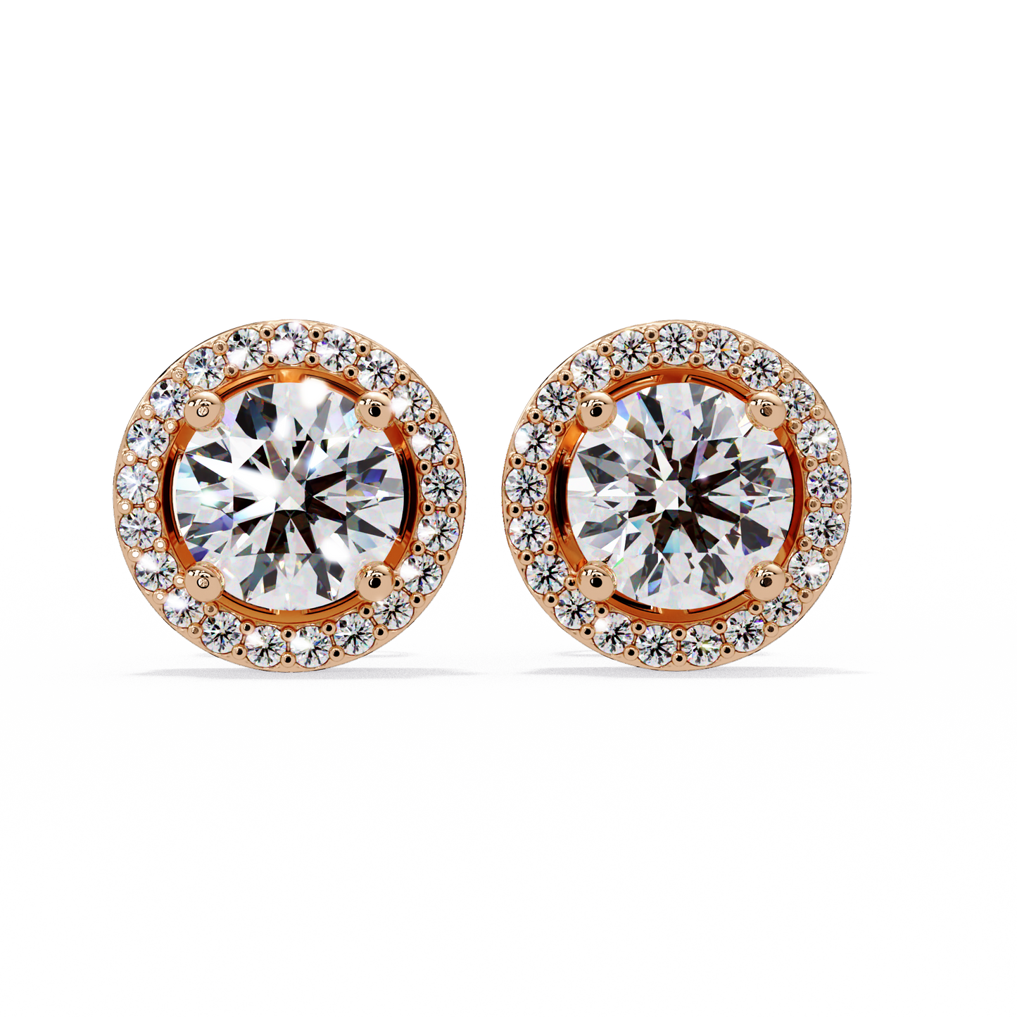 1.3ct Round Cut halo Lab Diamond Earring