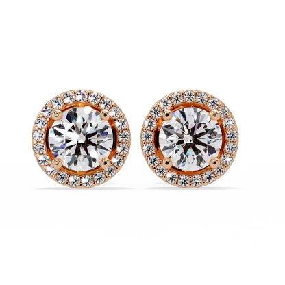 1.3ct Round Cut halo Lab Diamond Earring