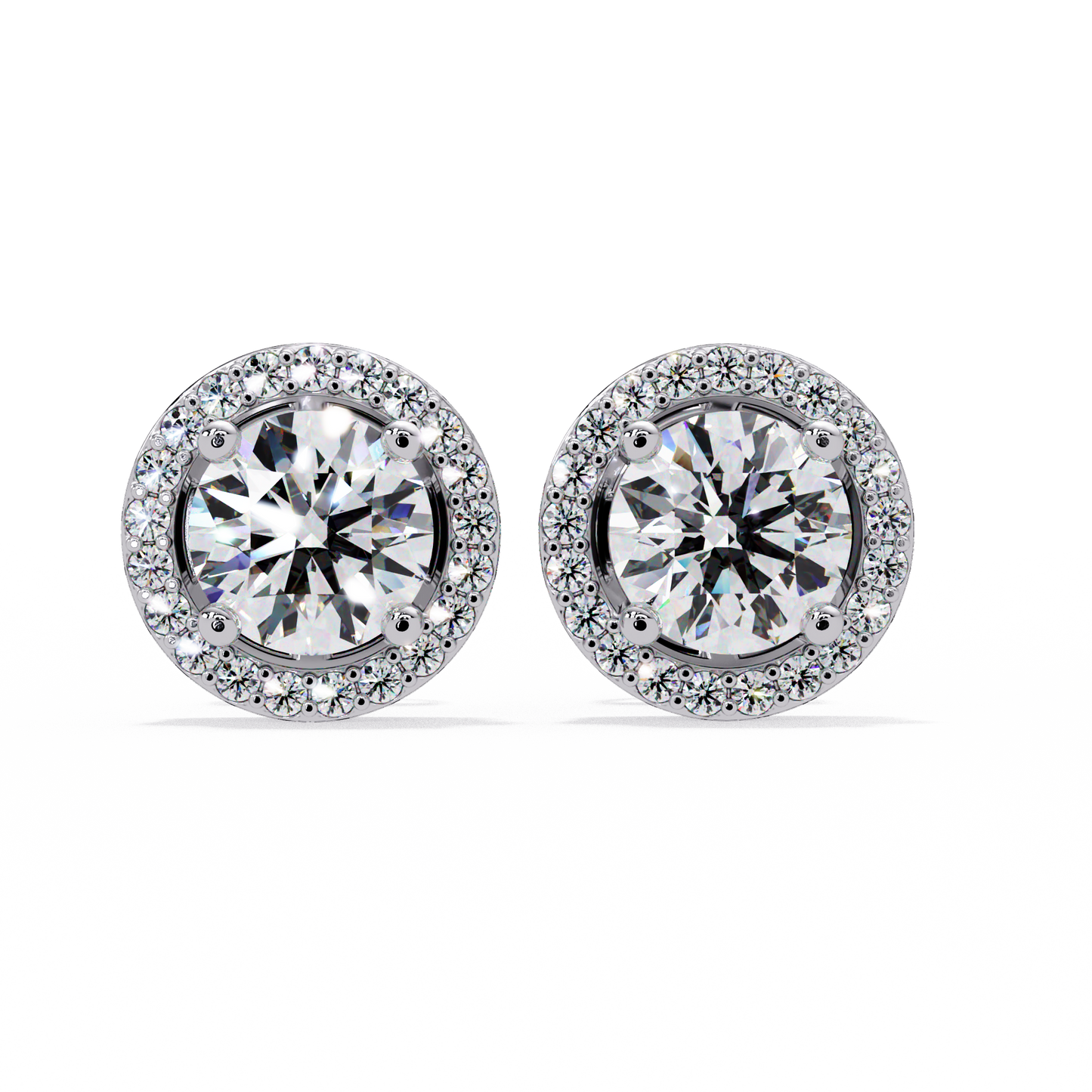 1.3ct Round Cut halo Lab Diamond Earring