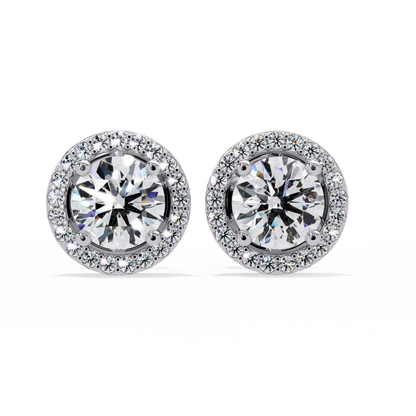1.3ct Round Cut halo Lab Diamond Earring