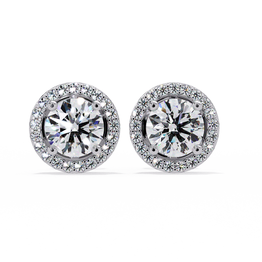1.3ct Round Cut halo Lab Diamond Earring